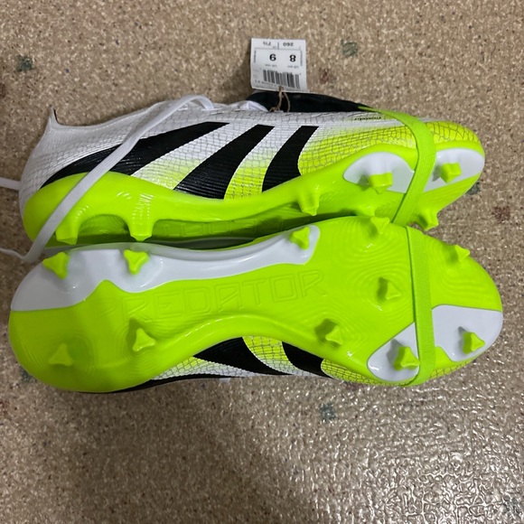 Adidas Predator Cleats in Black, White, and Neon Yellow